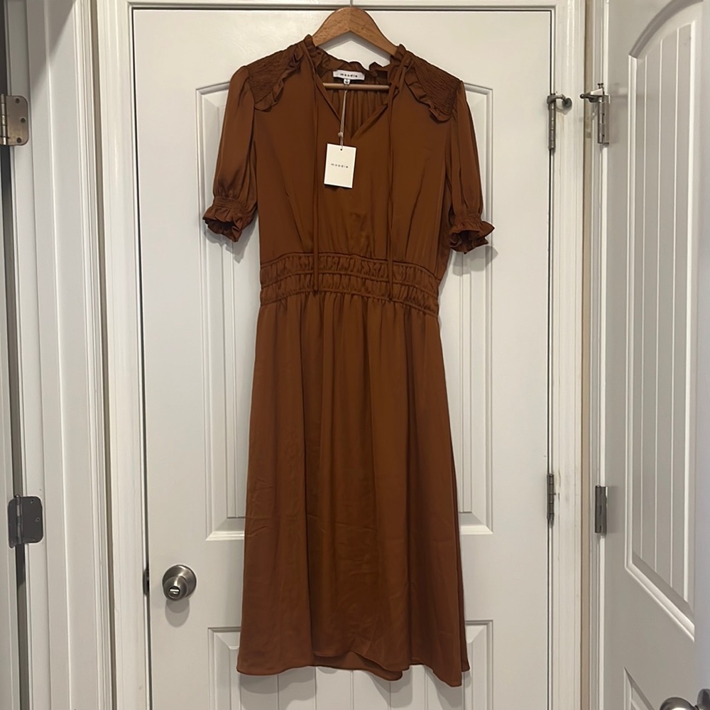 NWT silky brown midi dress